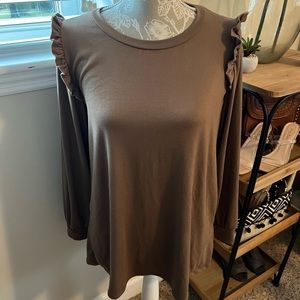Brown Jodifl ruffle sleeve top